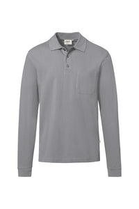 HAKRO MIKRALINAR® NXT Pocket Long-Sleeve Polo 817 in titanium – front view – Bild 9