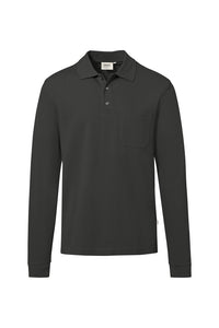 HAKRO MIKRALINAR® NXT Pocket Long-Sleeve Polo 817 in carbon grey – front view – Bild 10