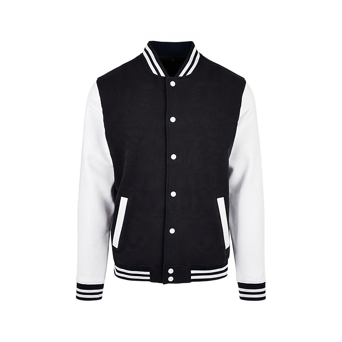 Jacket Build Your Brand Basic College Jacket in Black/White – front view