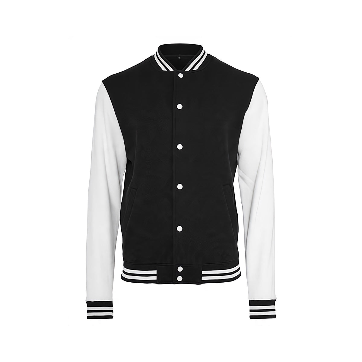 Jacket Build Your Brand Sweat College Jacket in Black/White – front view