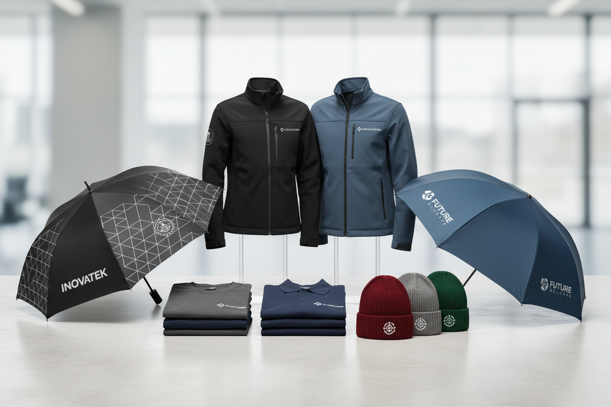 könntest du bitte nur produkte darstellen wie T-Shirt, Poloshirt, Wintermützen, Jacken, Regenschirme