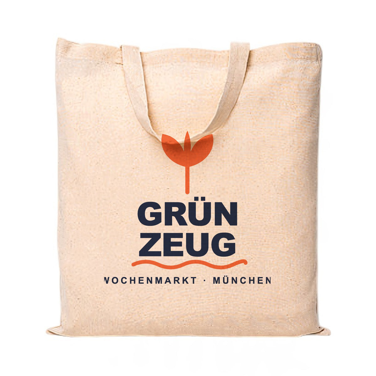 Mit KI bearbeitet: Baumwolltasche Printwear XT100N in Natural mit 2-farbigem Siebdruck, Vorderansicht