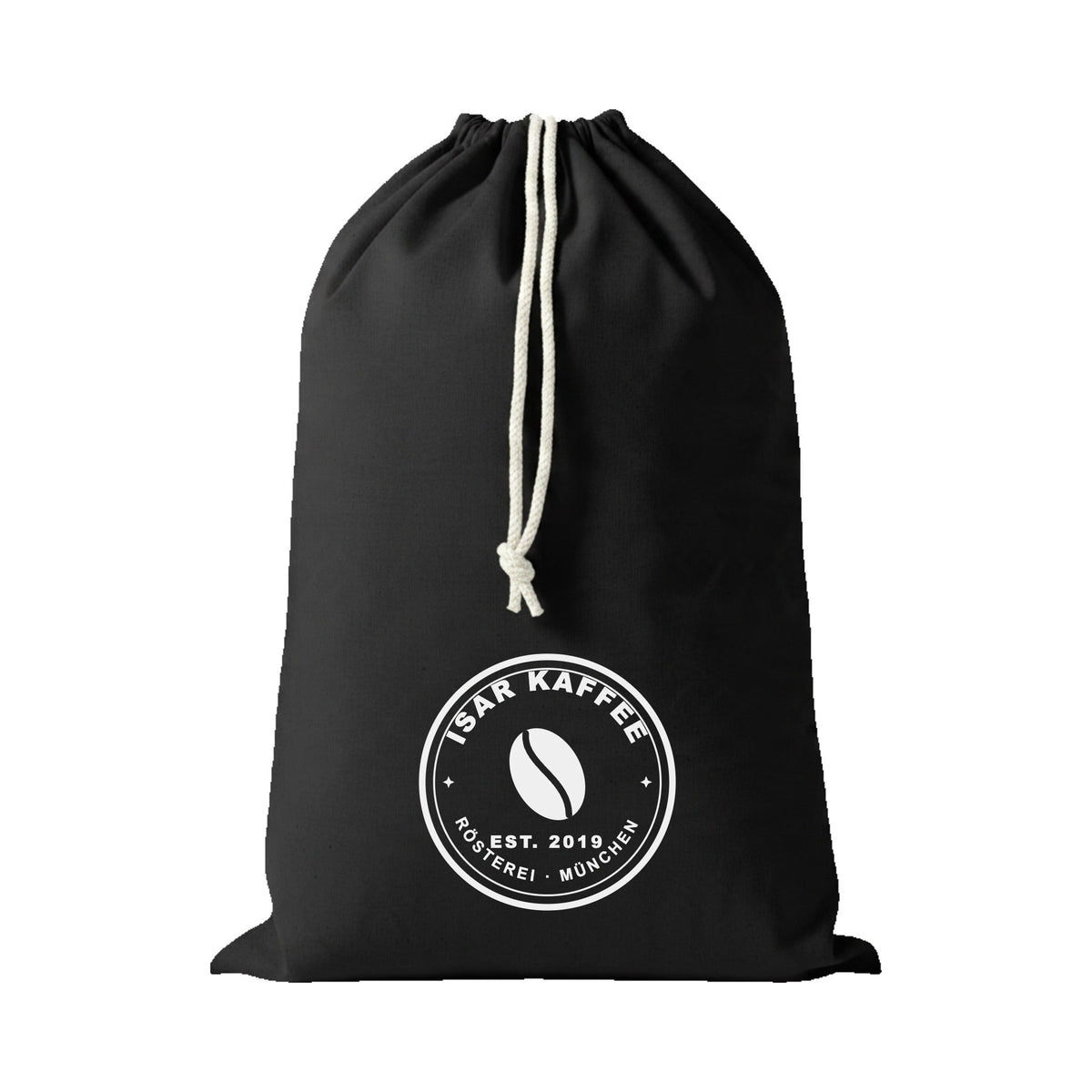 Mit KI bearbeitet: Zuziehbeutel Westford Mill WM115 M in Black mit 1-farbigem Siebdruck, Vorderansicht