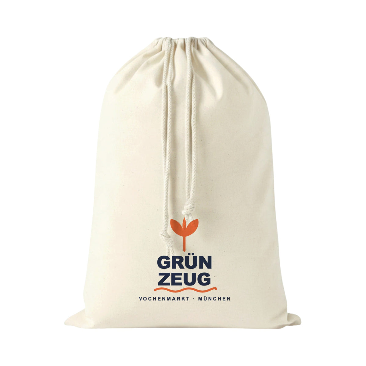 Mit KI bearbeitet: Zuziehbeutel Westford Mill WM115 M in Natural mit 2-farbigem Siebdruck, Vorderansicht