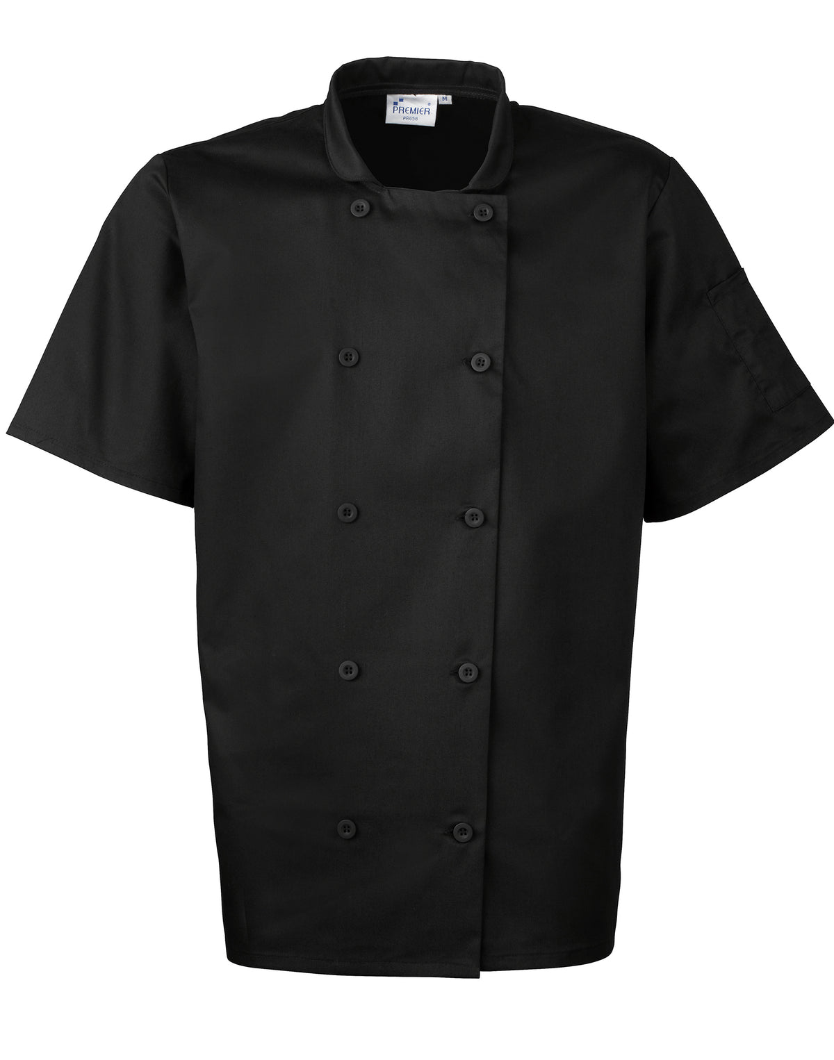 Kochjacke Premier Workwear Short Sleeve Chef´s Jacket in Black – Vorderansicht
