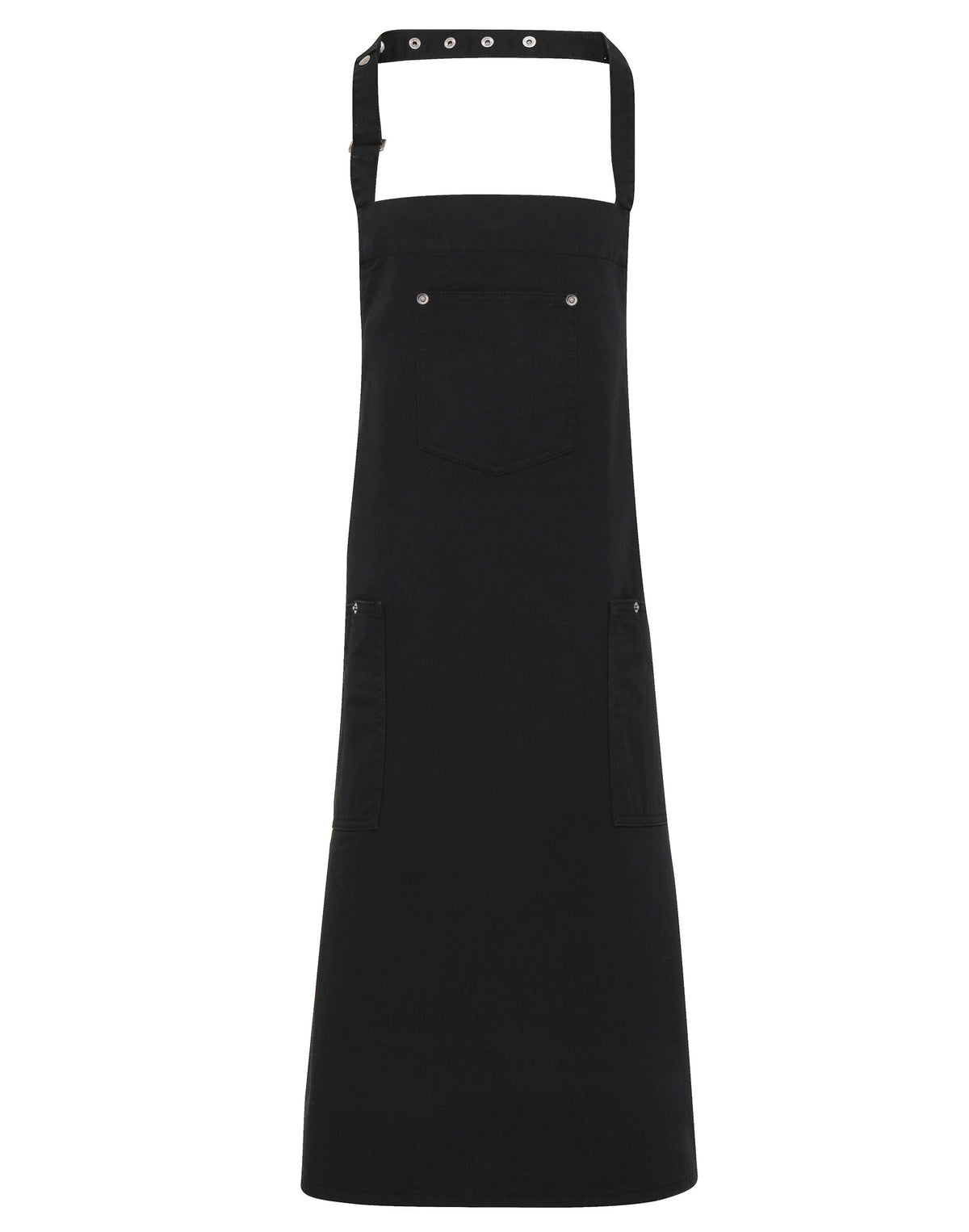 Latzschürze Premier Workwear Cotton Chino Bib Apron in Black – Vorderansicht