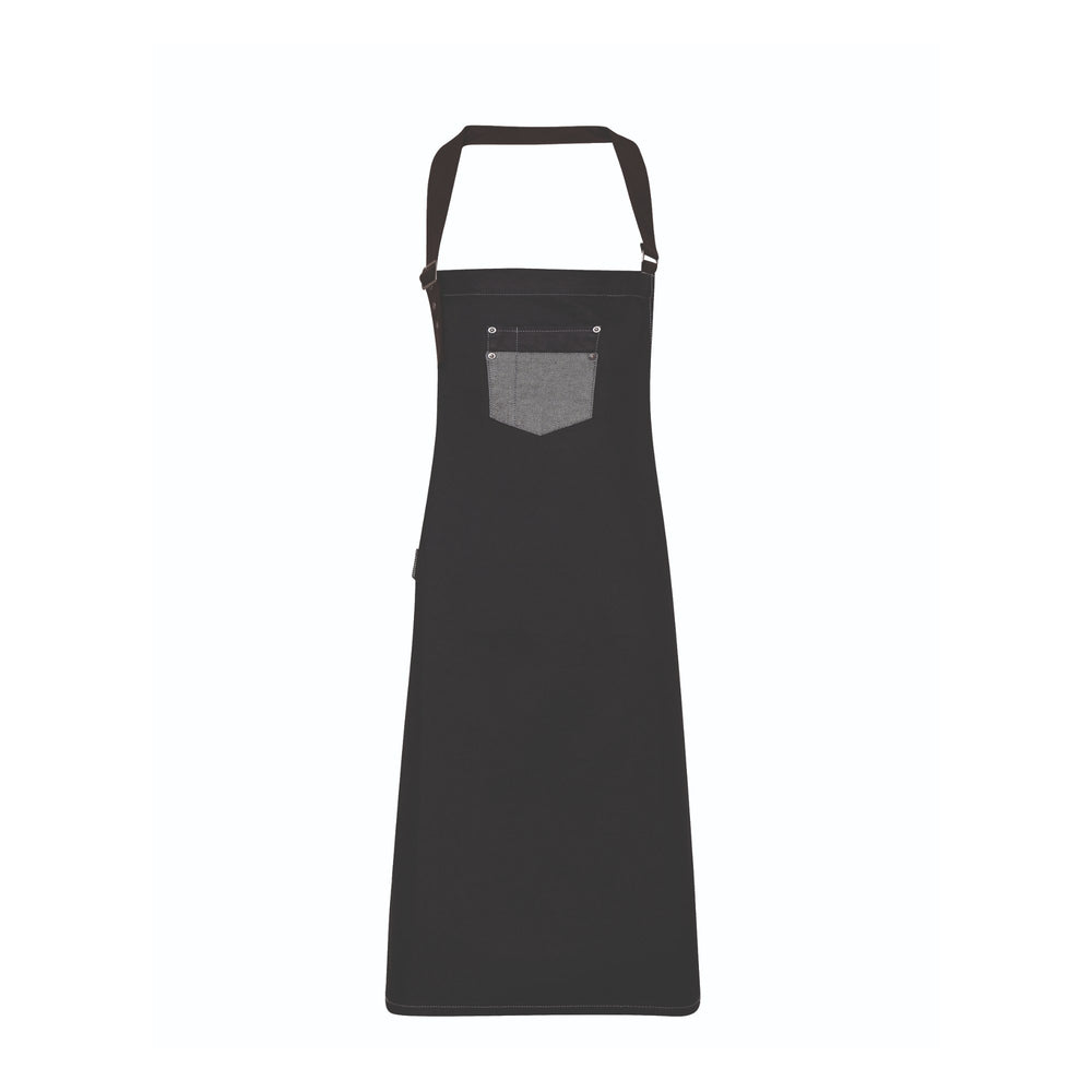 Latzschürze Division Waxed Look Denim Bib Apron With Faux Leather