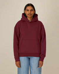 SHIRTPLUS Chaser Hoodie in Weinrot mit Kapuze und Kängurutasche, aus Baumwolle, für Damen – Bild 9
