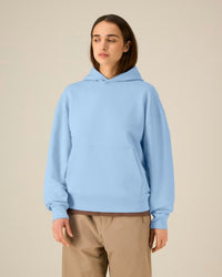 SHIRTPLUS hellblauer Kapuzenpullover mit Kängurutasche und Rippbündchen, für Damen – Bild 2