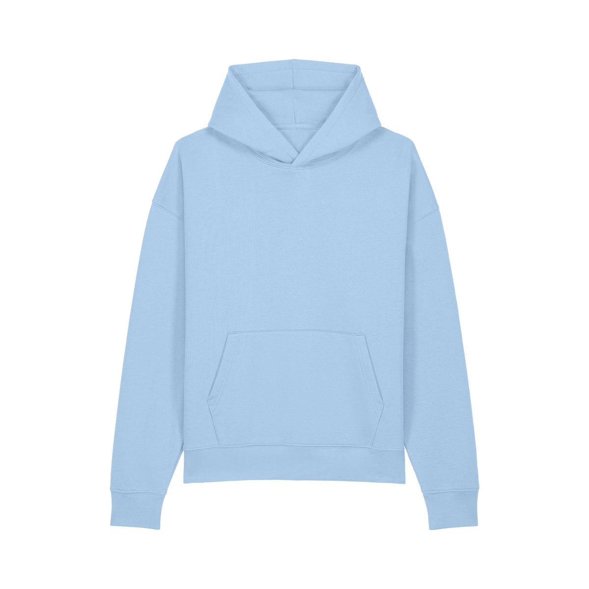 SHIRTPLUS hellblauer Kapuzenpullover mit Kängurutasche und Rippbündchen, für Damen