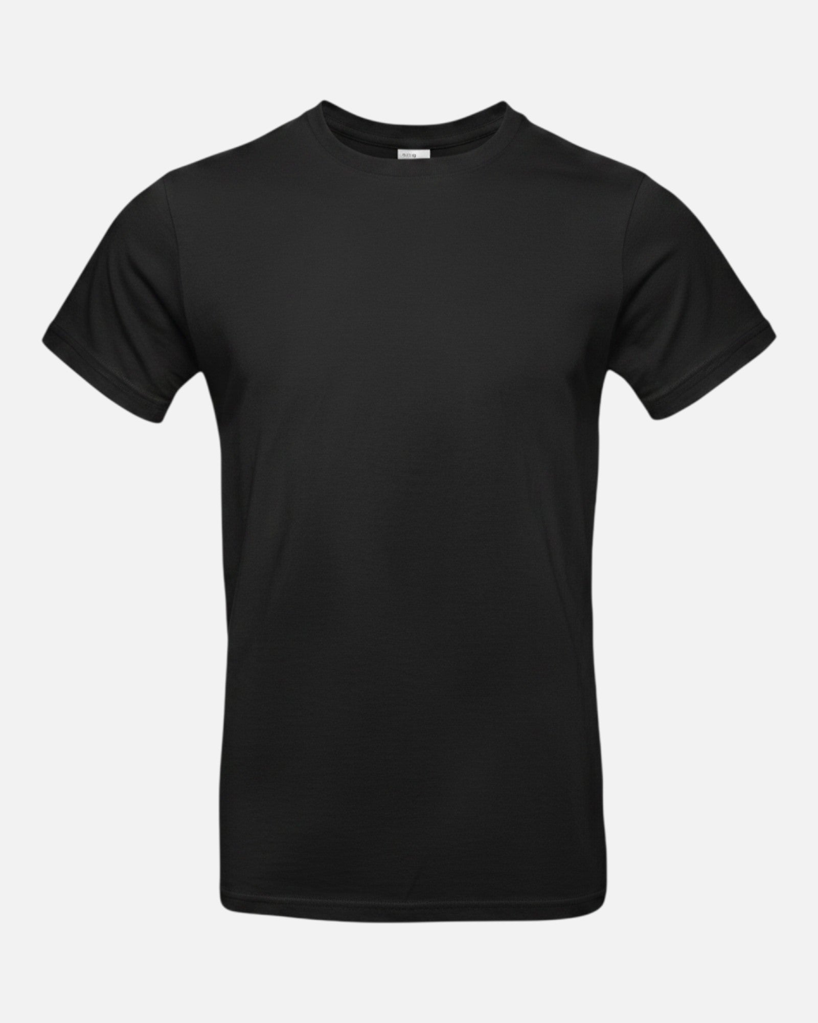 SHIRTPLUS schwarzes Baumwoll-T-Shirt mit Rundhalsausschnitt und kurzen Ärmeln, zeitloser Look, 190g Stoffqualität