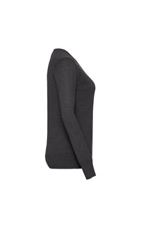 SHIRTPLUS Strickpullover für Damen mit V-Ausschnitt aus pflegeleichtem Cotton Blend™ Material in Dunkelgrau – Bild 2