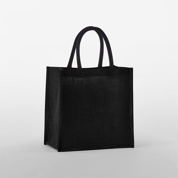 Jutetasche Westford Mill Natural Starched Jute Midi Bag in Black / Black – Vorderansicht