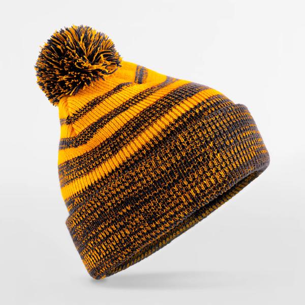 Mütze Beechfield Team Stripe Beanie in Gold/Black – Produktansicht