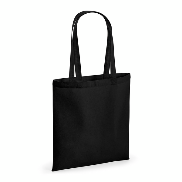 Baumwolltasche Westford Mill Recycled Cotton Bag in Black – Vorderansicht