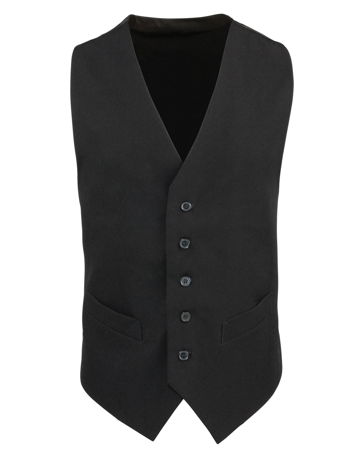 Weste Premier Workwear Men´s Lined Polyester Waistcoat in Black – Vorderansicht