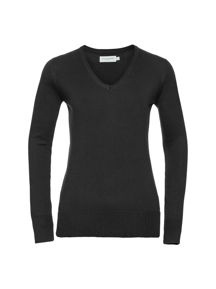 Ladies´ V-Neck Knitted Pullover-Black