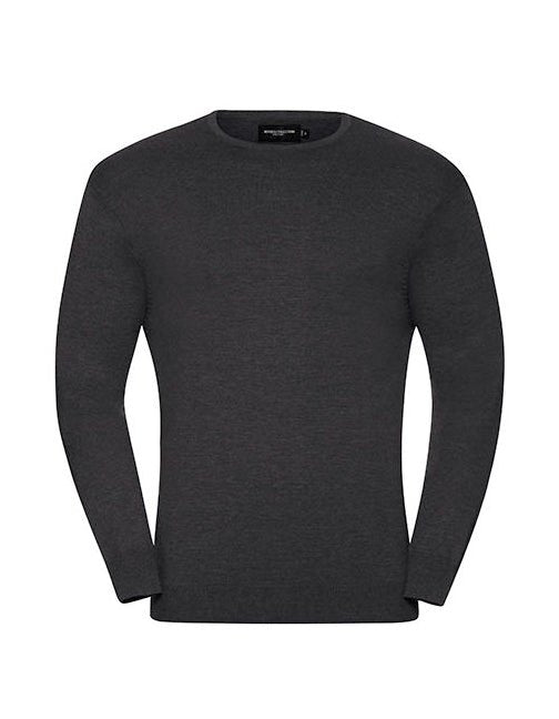 Men´s Crew Neck Knitted Pullover-Charcoal Marl