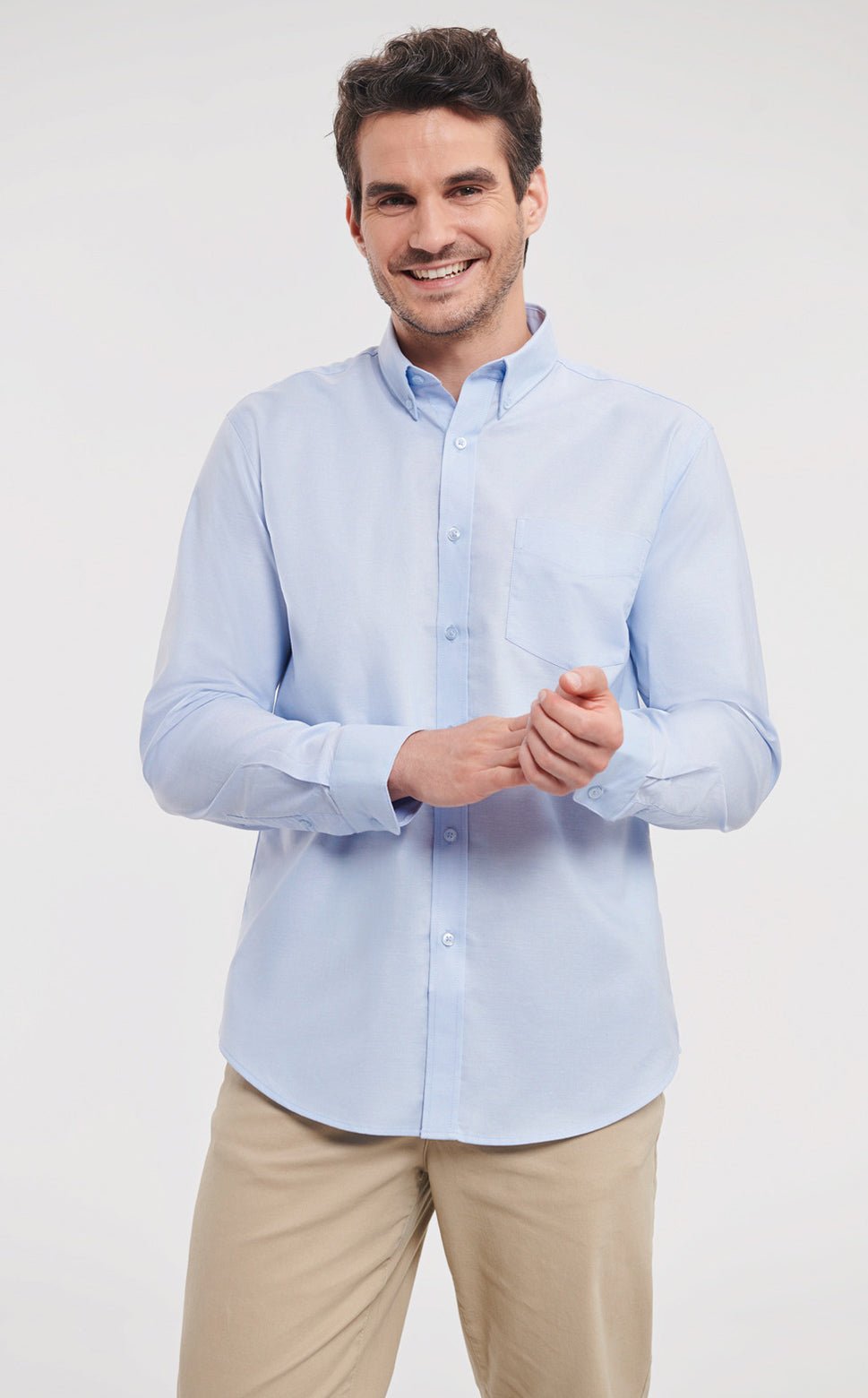Men´s Long Sleeve Tailored Button-Down Oxford Shirt-Oxford Blue