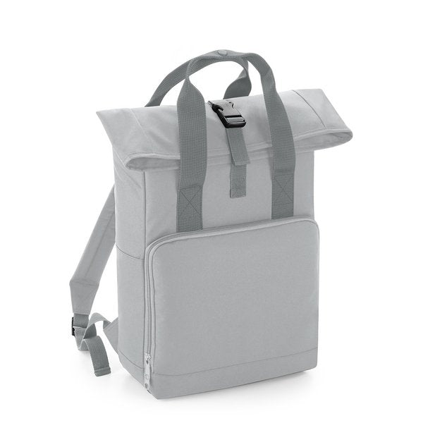 Recycled Mini Twin Handle Roll-Top Backpack-Light Grey