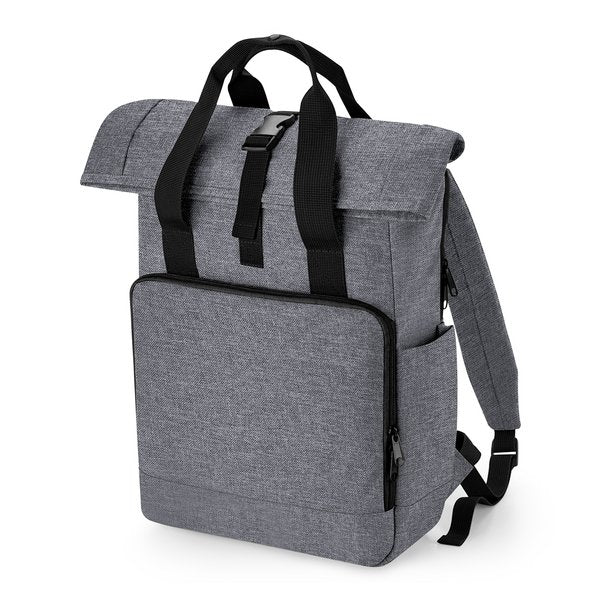 Recycled Twin Handle Roll-Top Laptop Backpack-Grey Marl