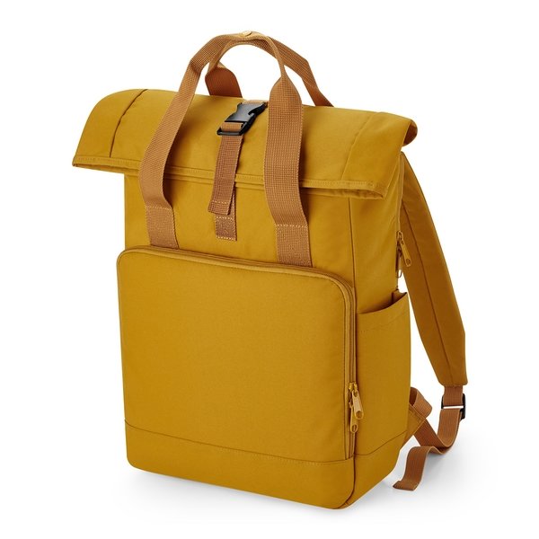Recycled Twin Handle Roll-Top Laptop Backpack-Mustard